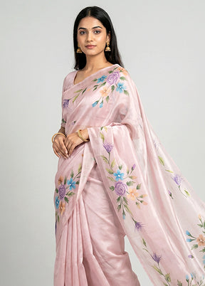 Purple Organza Saree With Blouse Piece