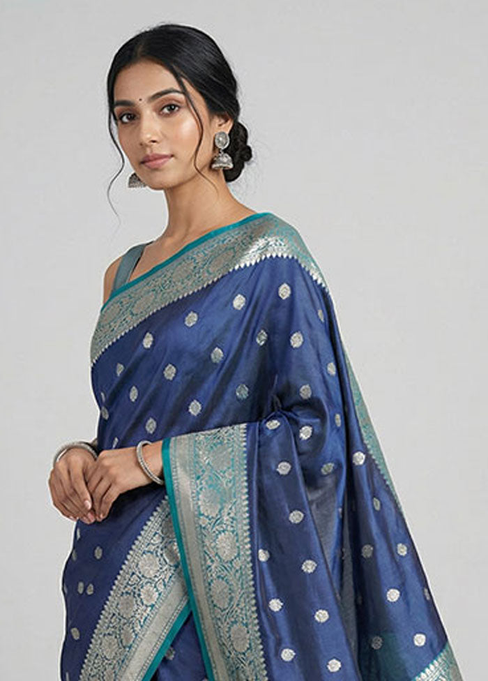 Purple Handloom Katan Pure Silk Saree With Blouse Piece