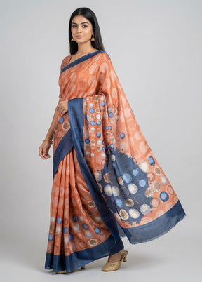 Pink Printed Silk Saree Without Blouse Piece