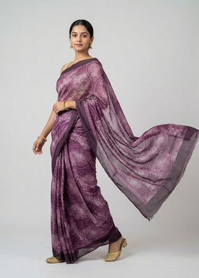 Maroon Printed Silk Saree Without Blouse Piece