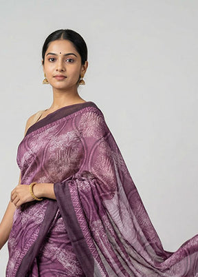 Maroon Printed Silk Saree Without Blouse Piece