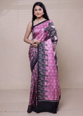 Pink Printed Silk Saree Without Blouse Piece