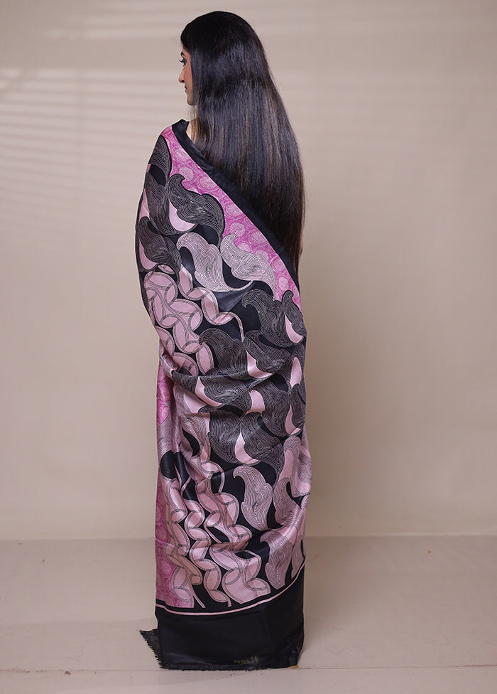 Pink Printed Silk Saree Without Blouse Piece
