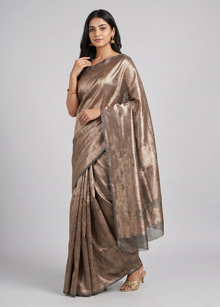 Grey Tissue Silk Saree With Blouse Piece