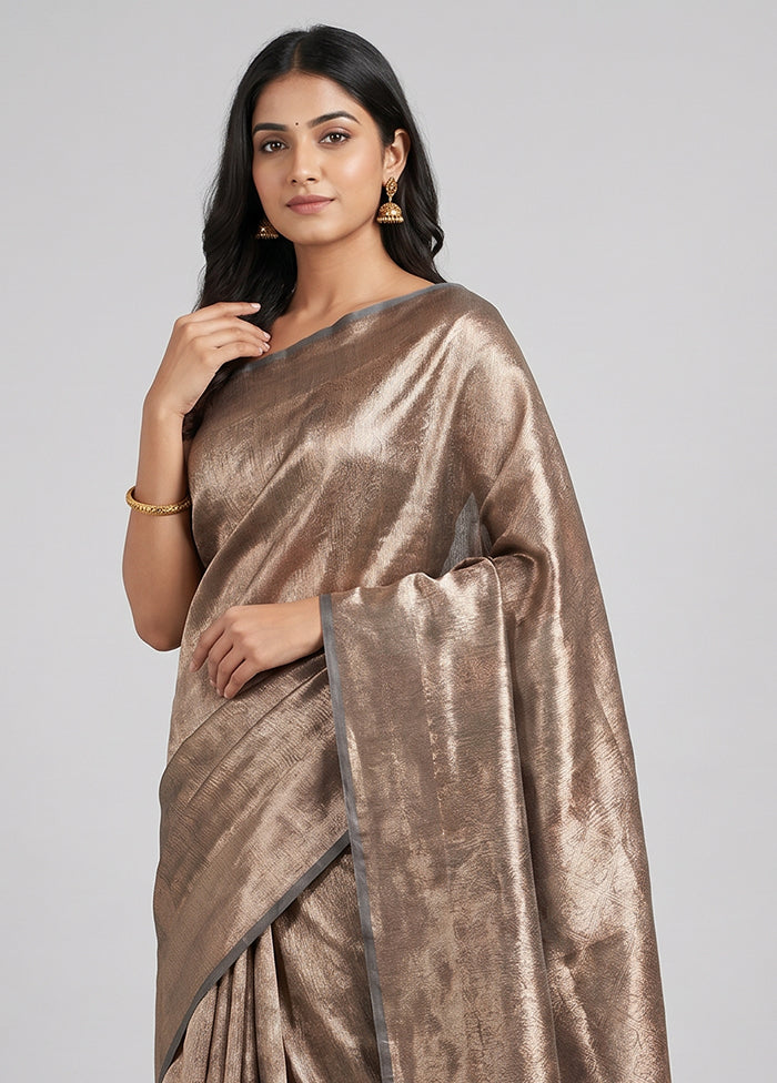 Grey Tissue Silk Saree With Blouse Piece