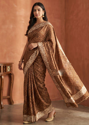 Brown Tussar Silk Saree With Blouse Piece