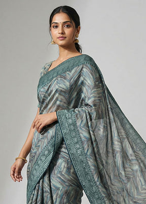 Blue Tussar Silk Saree With Blouse Piece