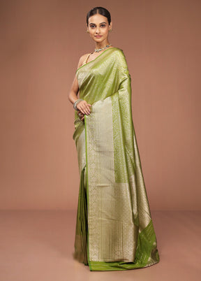Green Dupion Silk Saree With Blouse Piece