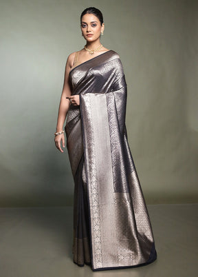 Black Dupion Silk Saree With Blouse Piece