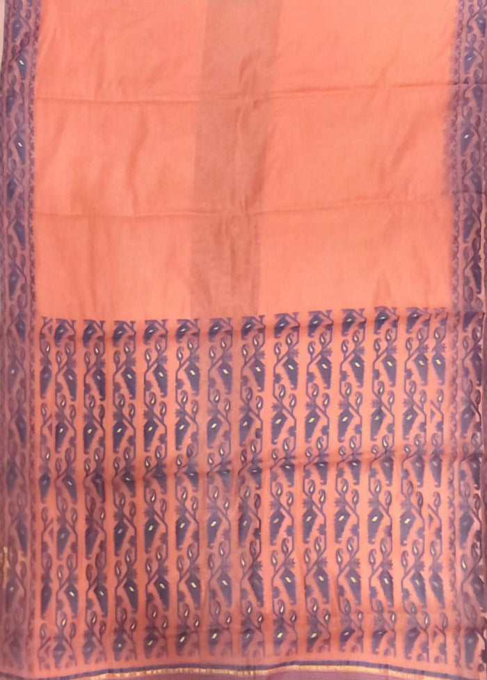 Pink Jamdani Cotton Saree Without Blouse Piece
