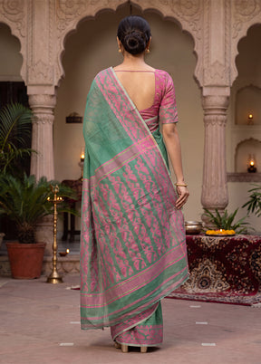 Green Jamdani Cotton Saree Without Blouse Piece