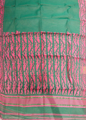 Green Jamdani Cotton Saree Without Blouse Piece