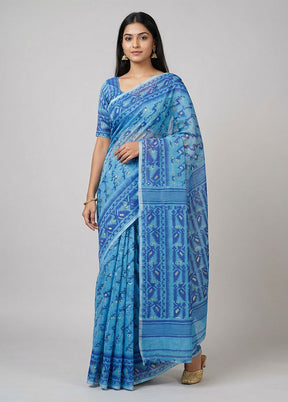 Green Jamdani Cotton Saree Without Blouse Piece