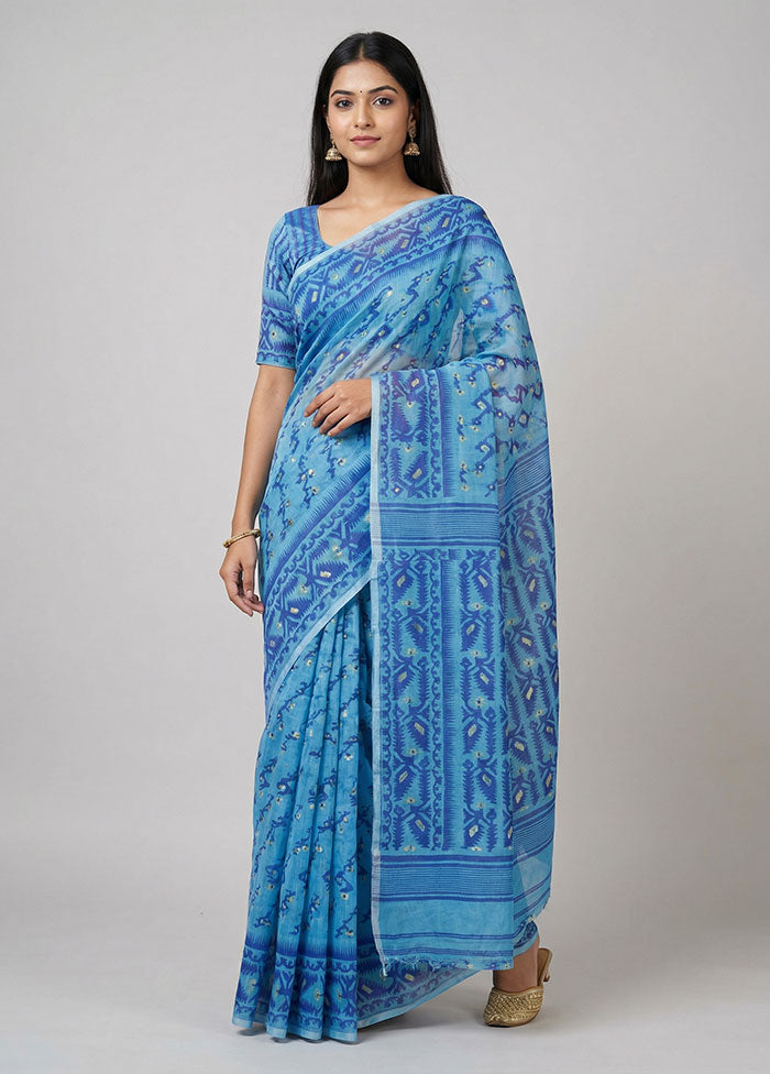 Green Jamdani Cotton Saree Without Blouse Piece