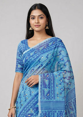Green Jamdani Cotton Saree Without Blouse Piece