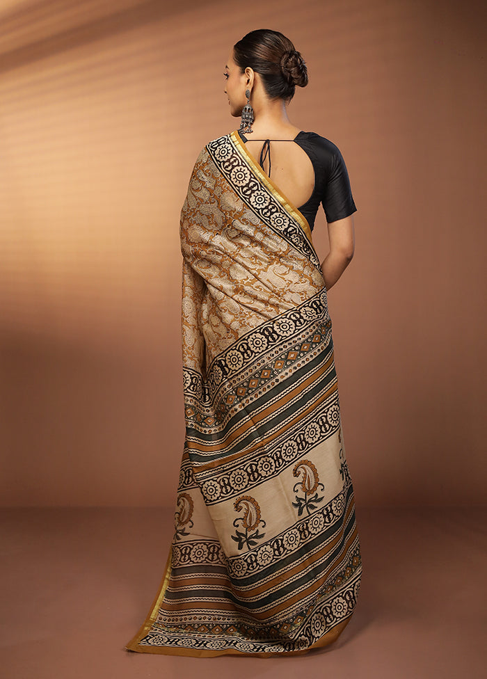 Yellow Chanderi Silk Saree With Blouse Piece