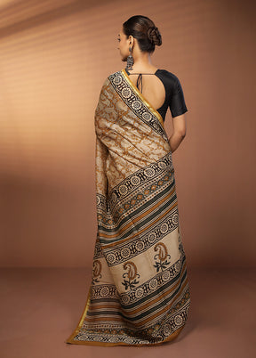 Yellow Chanderi Silk Saree With Blouse Piece