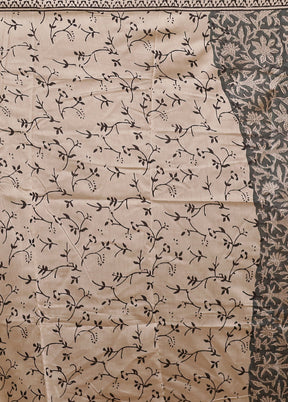 Grey Chanderi Cotton Saree With Blouse Piece