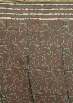 Grey Chanderi Silk Saree With Blouse Piece