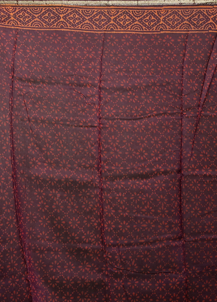 Purple Chanderi Cotton Saree With Blouse Piece