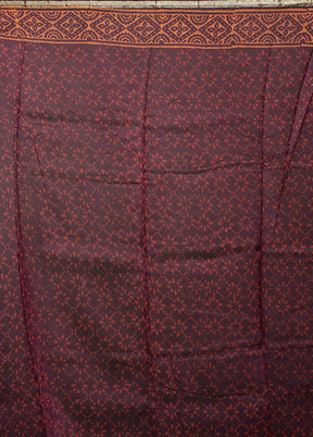 Purple Chanderi Cotton Saree With Blouse Piece
