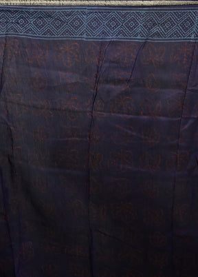 Blue Chanderi Cotton Saree With Blouse Piece