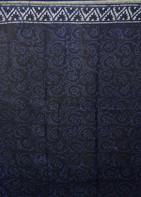Blue Chanderi Cotton Saree With Blouse Piece