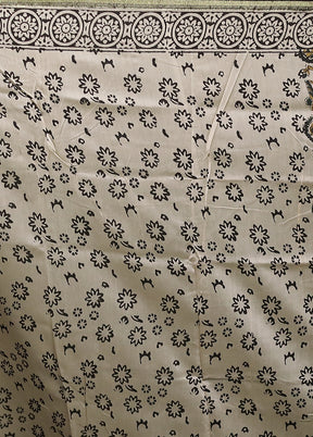 Cream Chanderi Cotton Saree With Blouse Piece