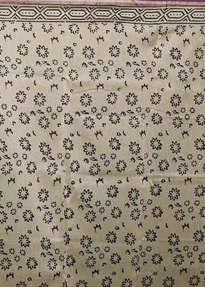 Cream Chanderi Cotton Saree With Blouse Piece