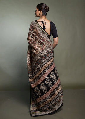 Cream Chanderi Cotton Saree With Blouse Piece