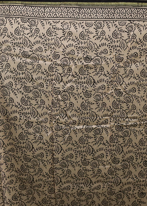Cream Chanderi Cotton Saree With Blouse Piece
