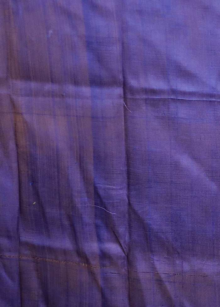 Blue Printed Pure Silk Saree Without Blouse Piece