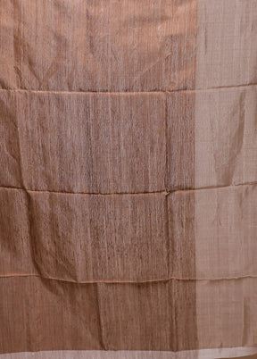 Brown Handloom Matka Pure Silk Saree With Blouse Piece