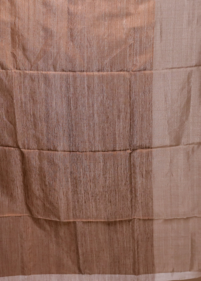 Brown Handloom Matka Pure Silk Saree With Blouse Piece