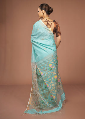 Green Handloom Matka Pure Silk Saree With Blouse Piece