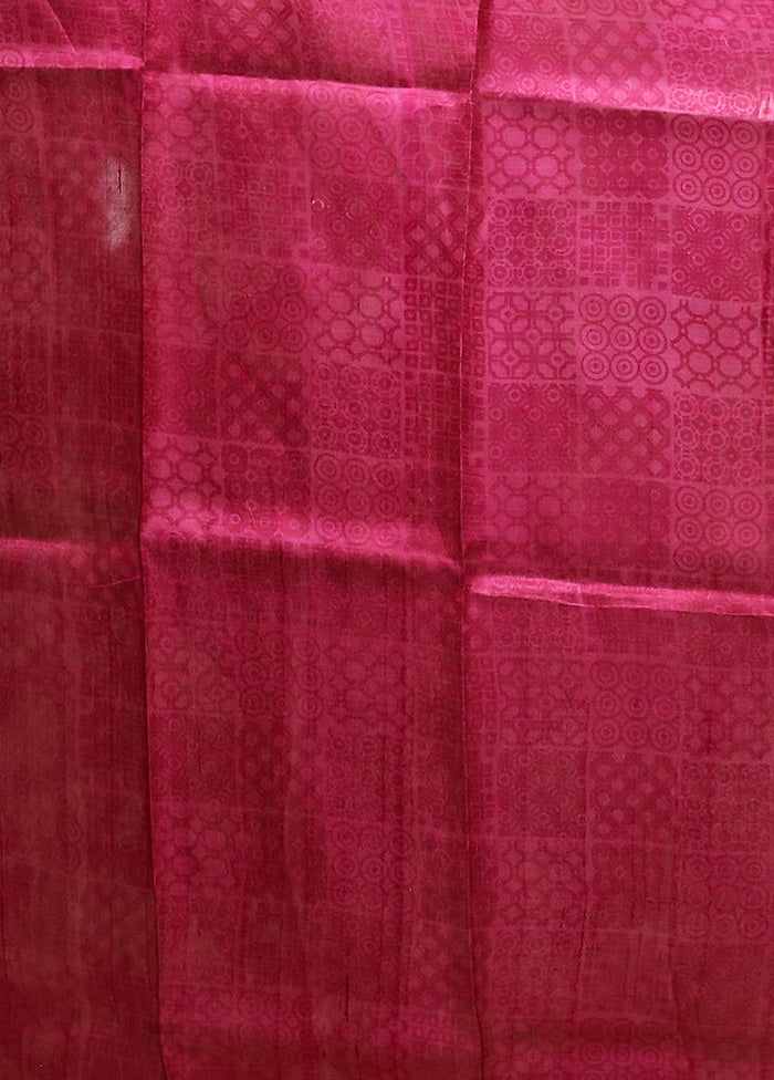 Pink Printed Silk Saree Without Blouse Piece