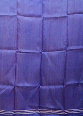 Blue Printed Pure Silk Saree Without Blouse Piece