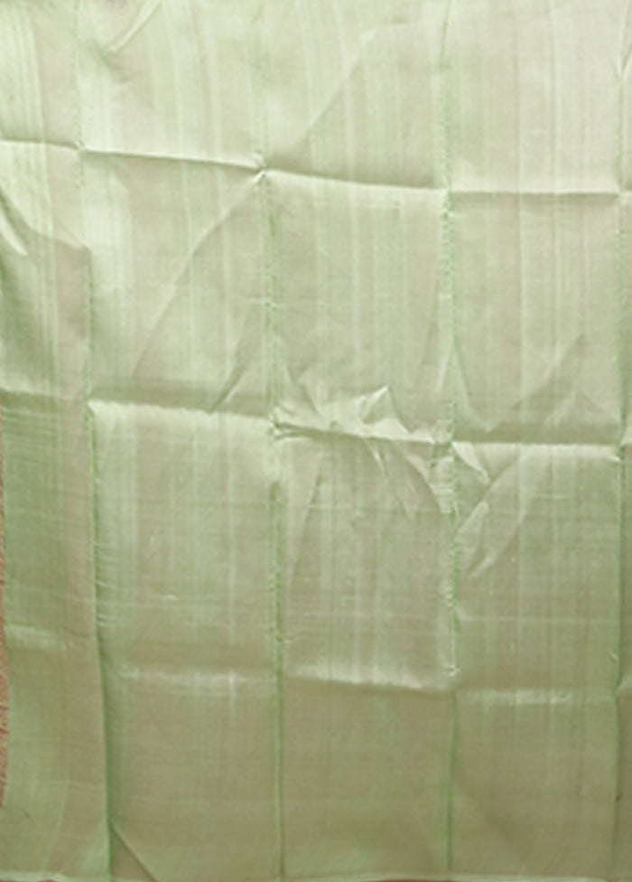 Green Printed Pure Silk Saree Without Blouse Piece