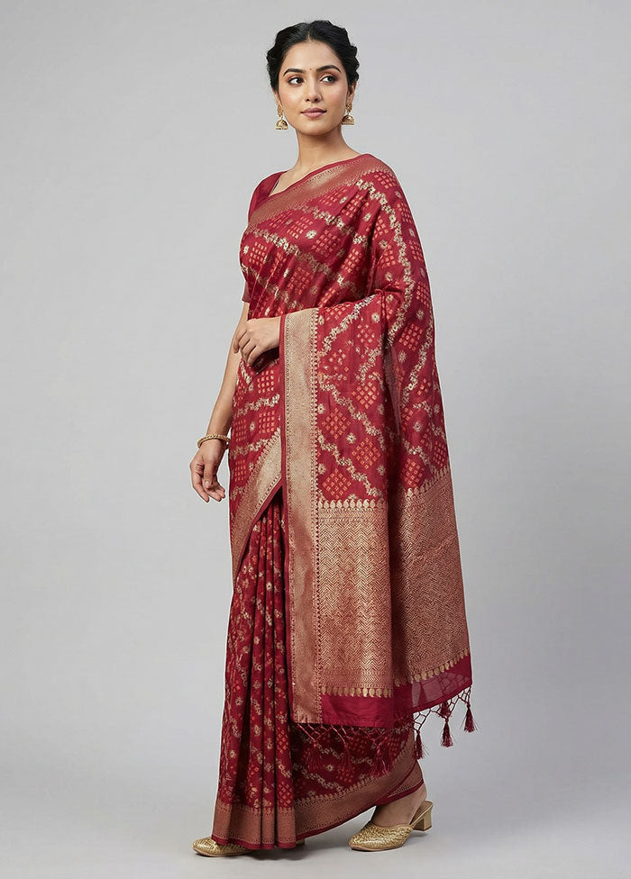 Pink Kora Silk Saree With Blouse Piece