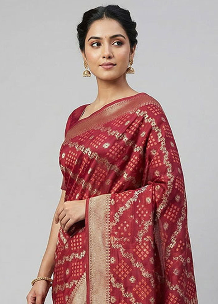Pink Kora Silk Saree With Blouse Piece