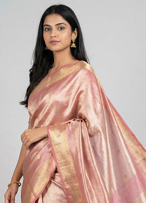 Pink Tissue Silk Saree With Blouse Piece