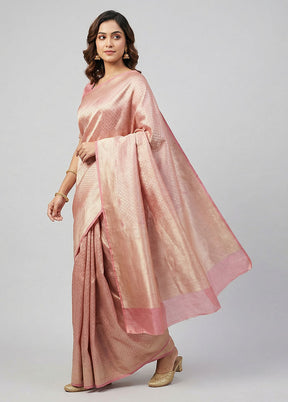 Pink Tissue Silk Saree With Blouse Piece