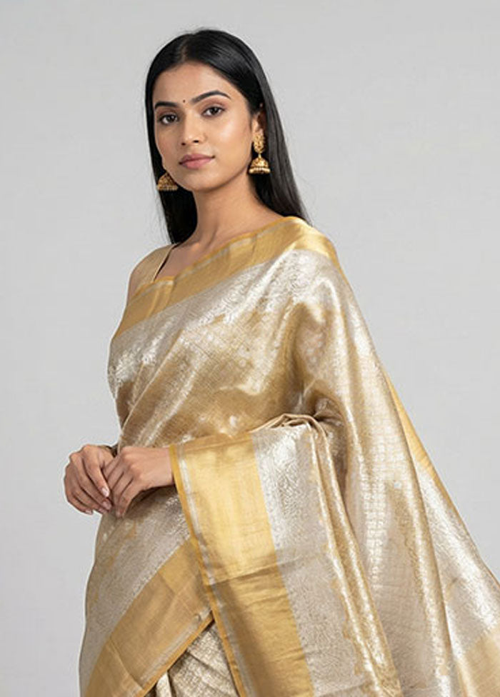 Gold Tissue Silk Saree With Blouse Piece