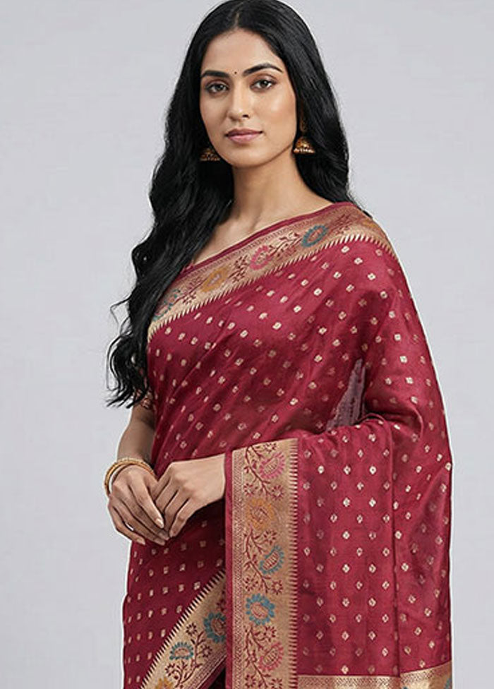 Pink Kora Silk Saree With Blouse Piece