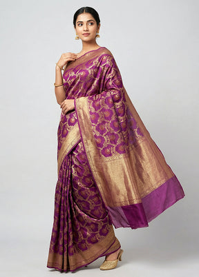 Pink Kora Silk Saree With Blouse Piece