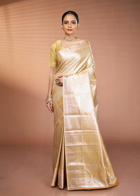 Gold Kanjivaram Silk Saree With Blouse Piece
