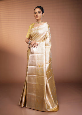 Gold Kanjivaram Silk Saree With Blouse Piece