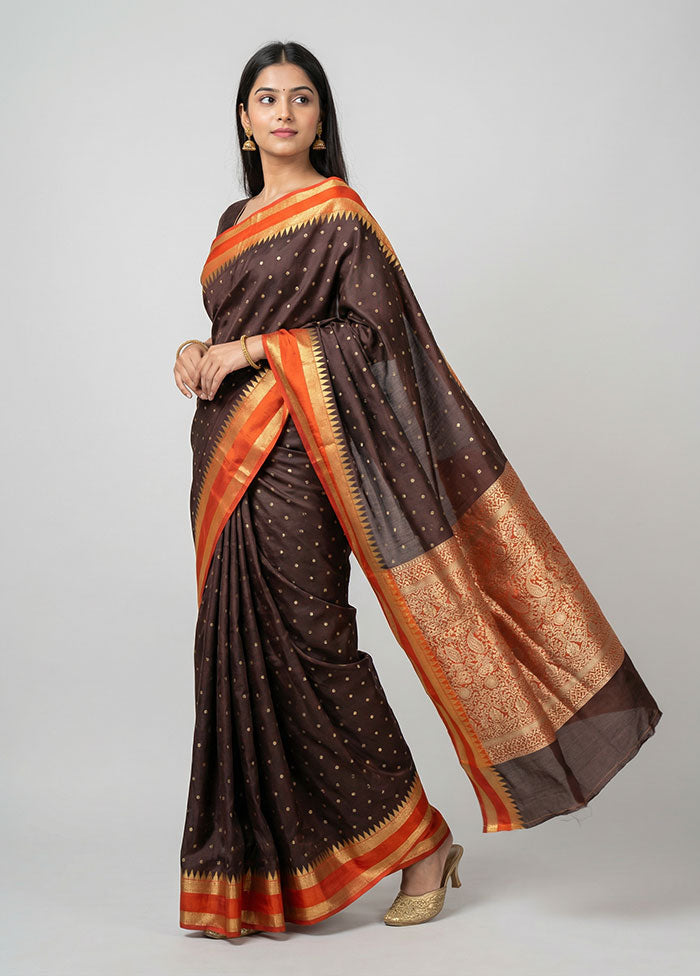 Maroon Kanjivaram Silk Saree With Blouse Piece