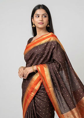 Maroon Kanjivaram Silk Saree With Blouse Piece