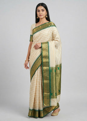 Grey Kanjivaram Silk Saree With Blouse Piece